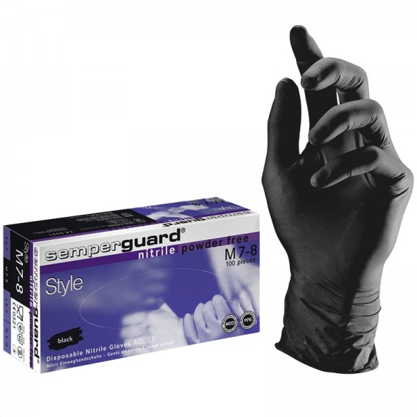 Semperguard black nitrile powder free gloves, 100 pcs